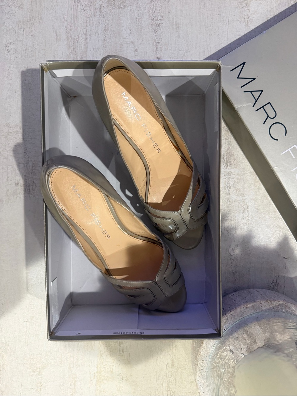 Marc Fisher Gray Cutout Peep Toe Pumps Size 7.5M